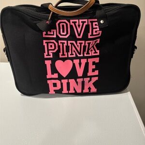 PINK Victoria Secret Black Laptop bag with Pink Logo, Preowned